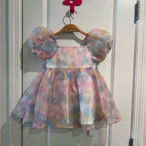 SHEIN Multicolor Puff Sleeve Dress